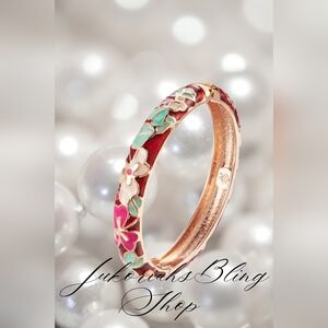 Vintage Cloisonne Floral Enamel Bangle Bracelet